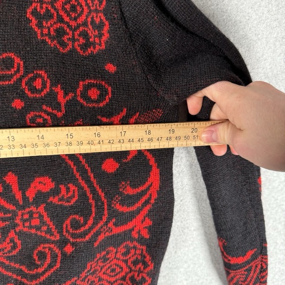 Vintage Pendelton Womens Wool Black Red Nordic Button Cardigan Sweater Sz Small - Picture 7 of 8